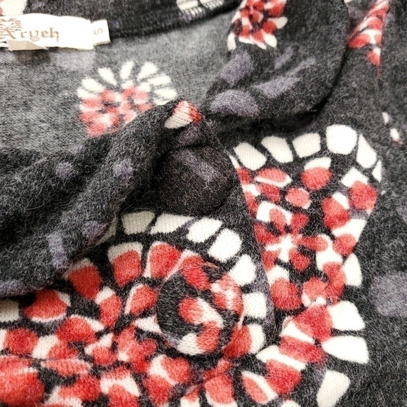 Anthro Aryeh Charcoal Red Poppy Boho Sweater Dress Sz S - Picture 12 of 12